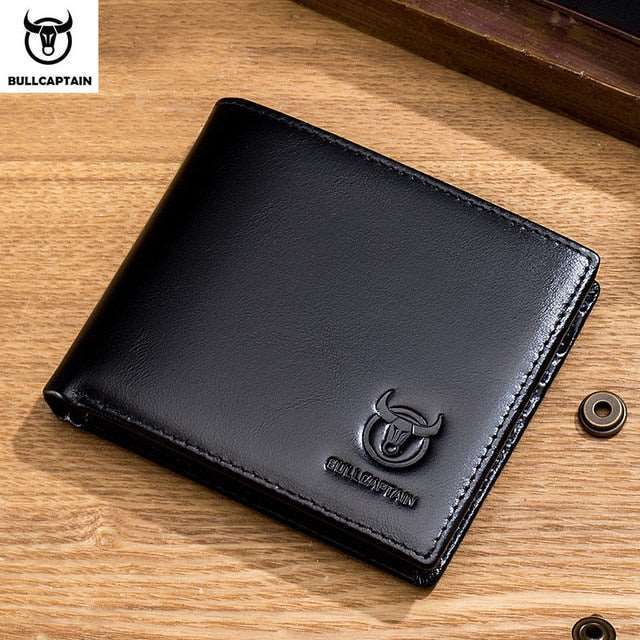 hiddengem RFID Blocking Men's Leather Wallet Bifold Slim Wallet Multi-card Card Holder ID Wallet QB 05