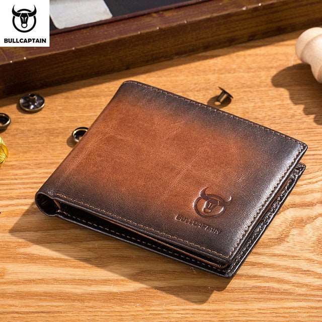 hiddengem RFID Blocking Men's Leather Wallet Bifold Slim Wallet Multi-card Card Holder ID Wallet QB 05