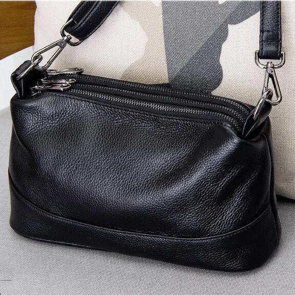 hiddengem Genuine Leather Shoulder Bag Women's Luxury Handbags Fashion Crossbody Bags for Women Female Tote Handbag G12 Black