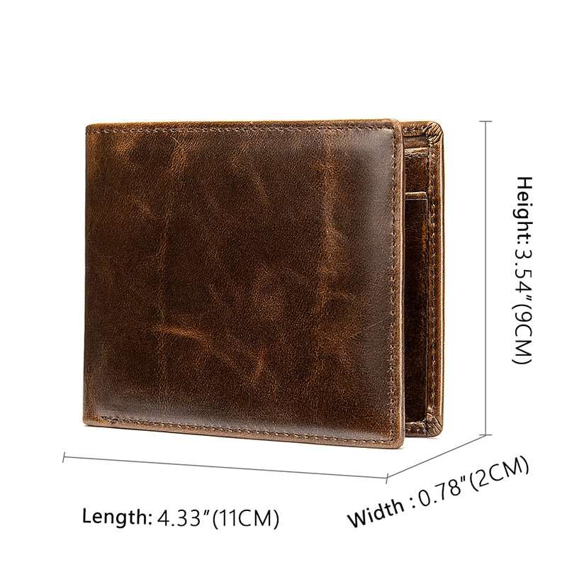 Men's Wallet 100% Genuine Leather Purse Holder Business Anti-Theft Credit Card Rfid Short Wallet Male Slim Coin Purse Money Bag Coffee