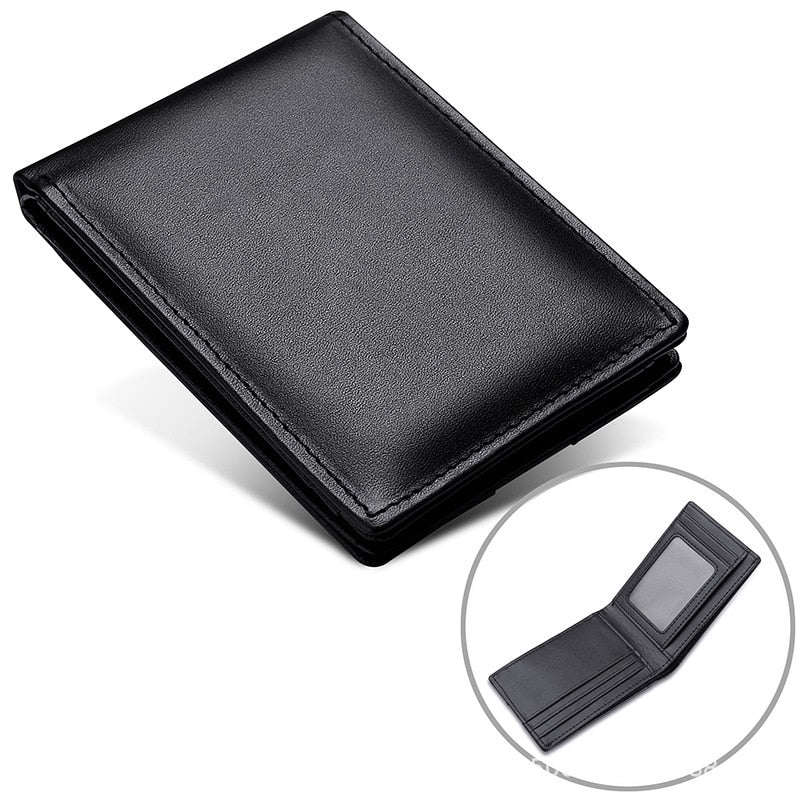 hiddengem Airtag Wallet Men Retro Minimalist Rfid Blocking Men's Wallet Card Holder Business Genuine Leather Thin Wallets Purse Black1