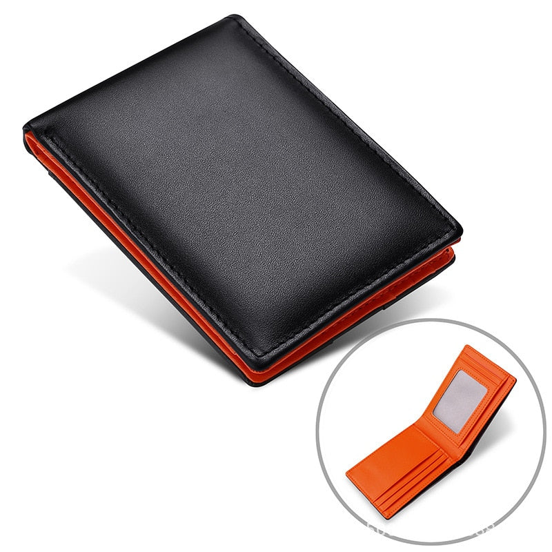 hiddengem Airtag Wallet Men Retro Minimalist Rfid Blocking Men's Wallet Card Holder Business Genuine Leather Thin Wallets Purse Orange1