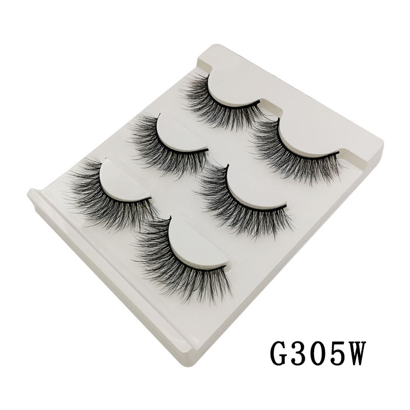 3/5/10 Pair 3D Mink Lashes Natural Eyelash Dramatic False Eyelashes Faux Cils Makeup Fake Eyelash Extension maquiagem 3 pairs-G305W