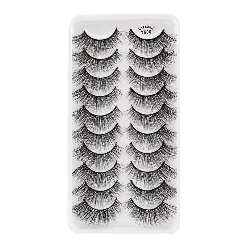 3/5/10 Pair 3D Mink Lashes Natural Eyelash Dramatic False Eyelashes Faux Cils Makeup Fake Eyelash Extension maquiagem 10 pairs-Y606