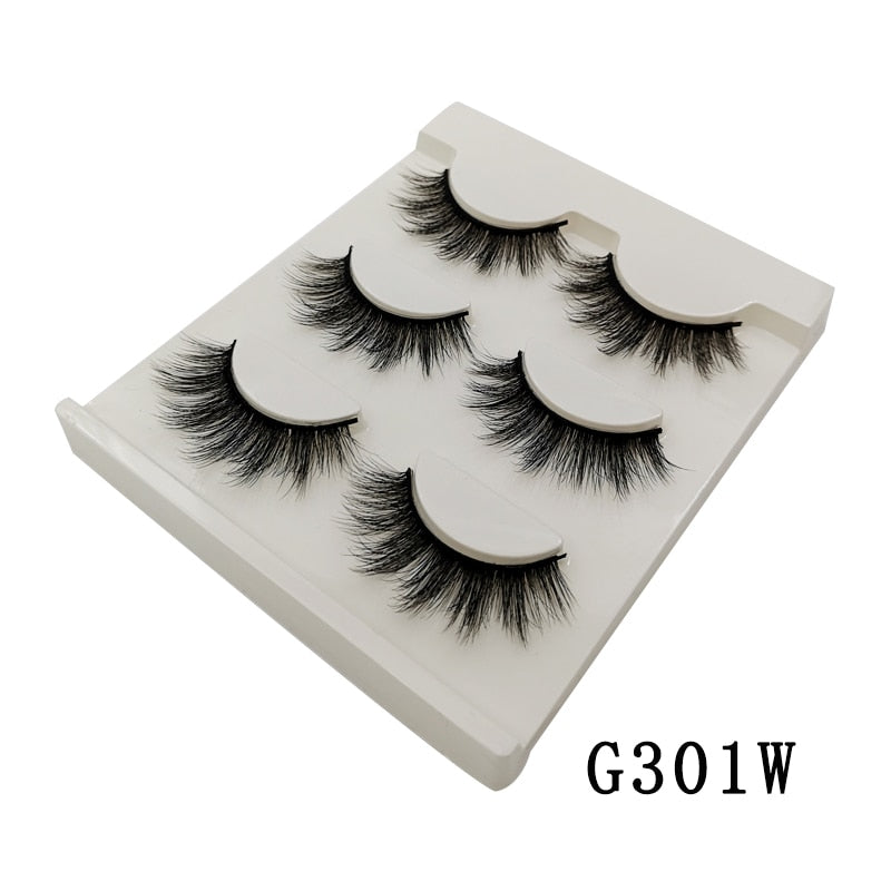 3/5/10 Pair 3D Mink Lashes Natural Eyelash Dramatic False Eyelashes Faux Cils Makeup Fake Eyelash Extension maquiagem 3 pairs-G301W