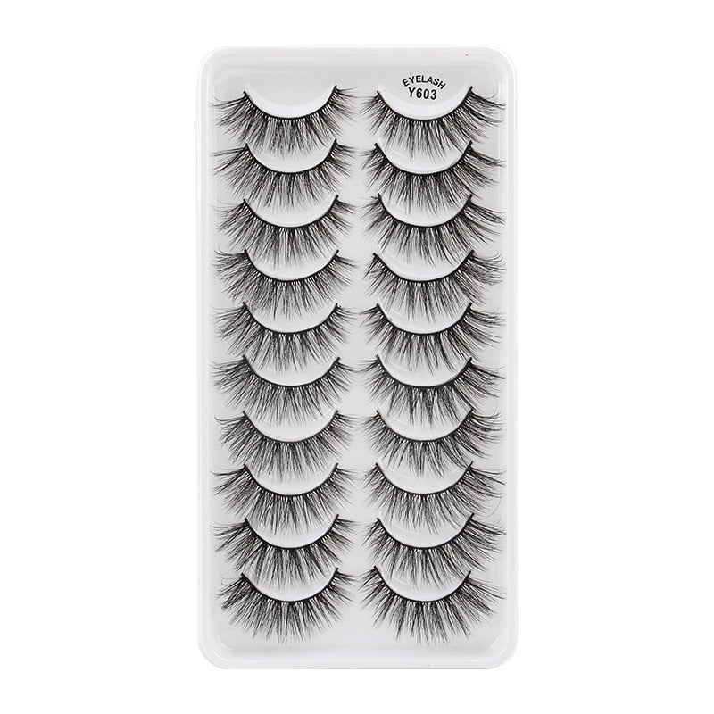 3/5/10 Pair 3D Mink Lashes Natural Eyelash Dramatic False Eyelashes Faux Cils Makeup Fake Eyelash Extension maquiagem 10 pairs-Y603