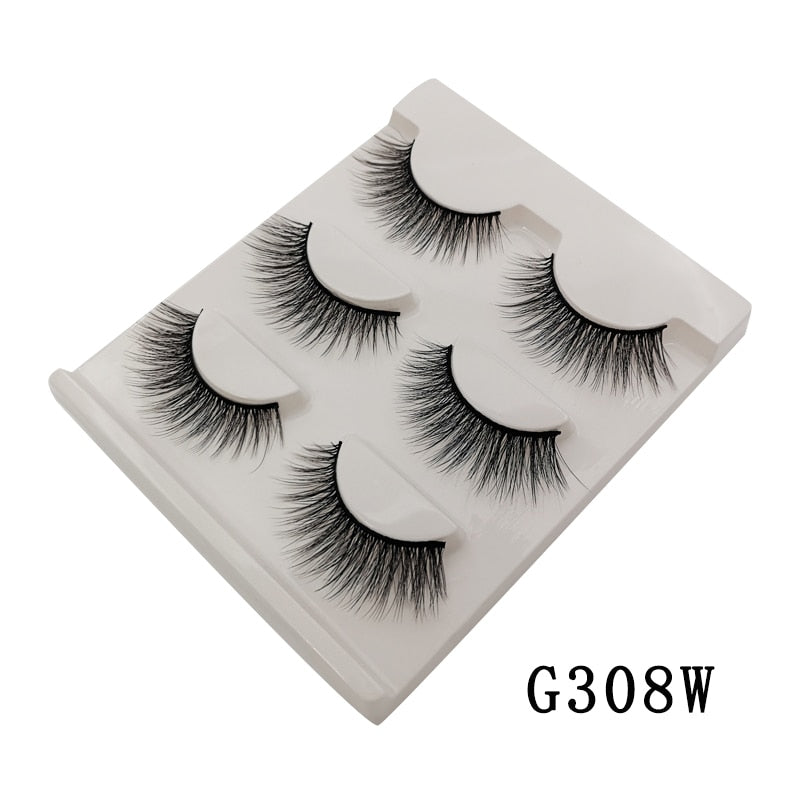 3/5/10 Pair 3D Mink Lashes Natural Eyelash Dramatic False Eyelashes Faux Cils Makeup Fake Eyelash Extension maquiagem 3 pairs-G308W