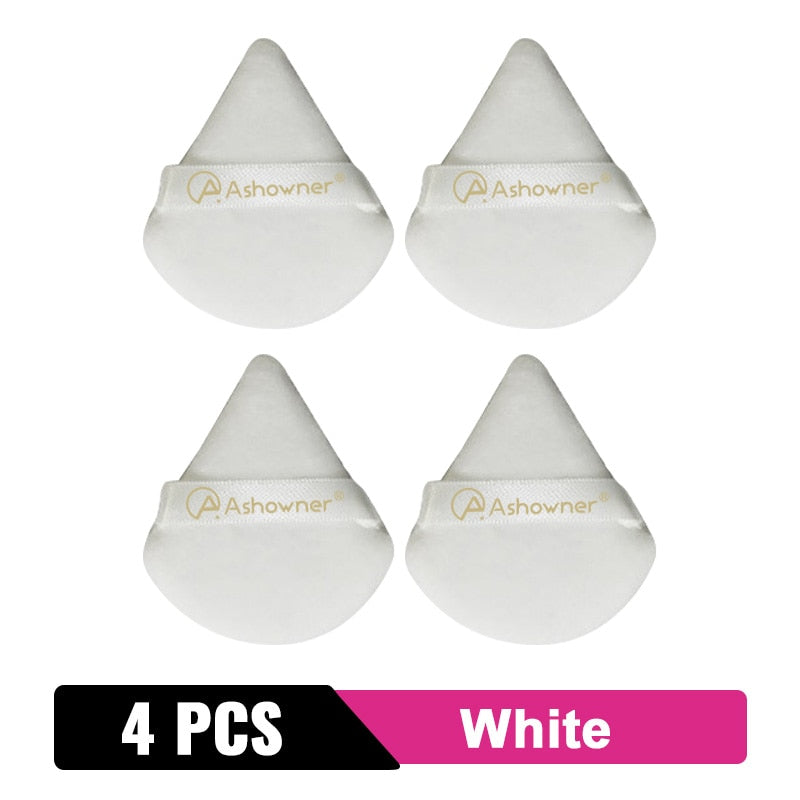 2/3/4/6Pcs Triangle Powder Puff Mini Face Makeup Sponge Cosmetics Soft Cotton Face Powder Puff Washable Velvet Makeup Puff Tools 4PCS White