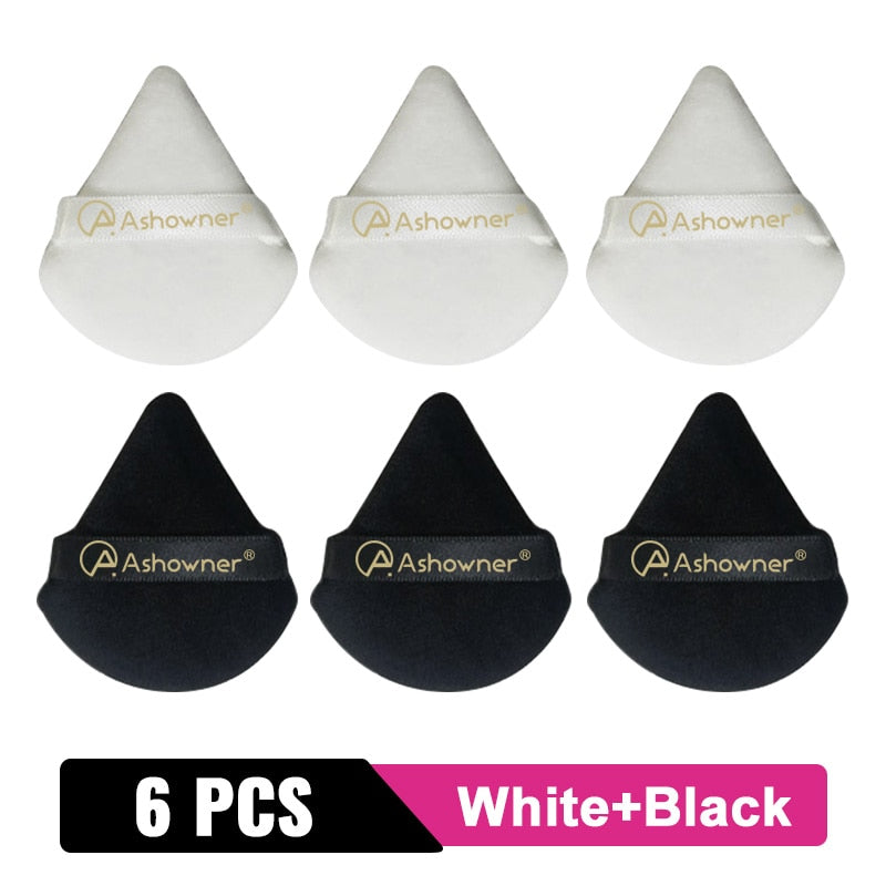 2/3/4/6Pcs Triangle Powder Puff Mini Face Makeup Sponge Cosmetics Soft Cotton Face Powder Puff Washable Velvet Makeup Puff Tools 6PCS Mixed color-1