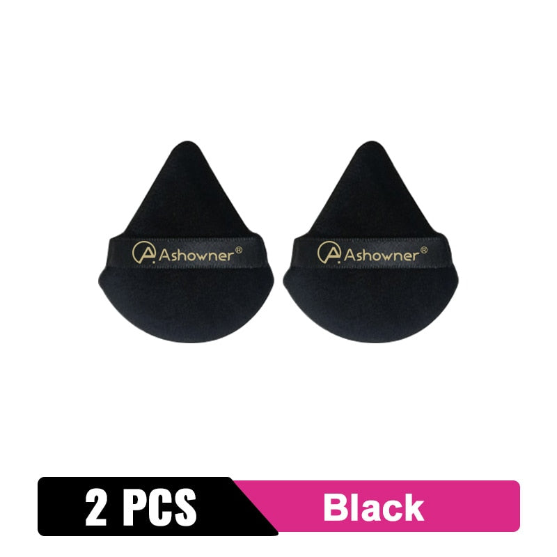 2/3/4/6Pcs Triangle Powder Puff Mini Face Makeup Sponge Cosmetics Soft Cotton Face Powder Puff Washable Velvet Makeup Puff Tools 2PCS Black