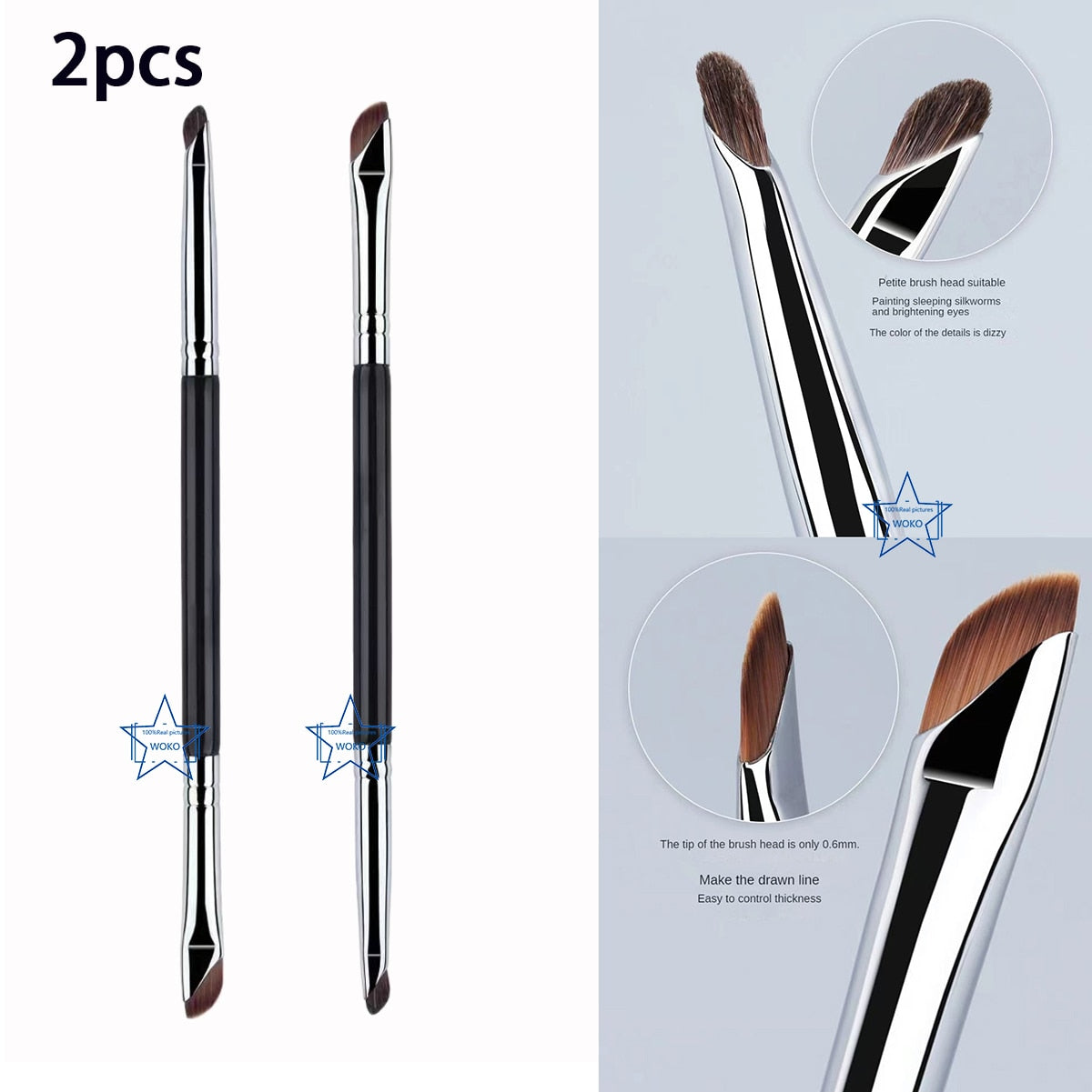 Upgrade Blade Eyeliner Brush Ultra Thin Fine Angle Flat Eyebrow Brush Under The Eyes Place Makeup Brush Precise Detail Brush Double eyeliner 2pcs