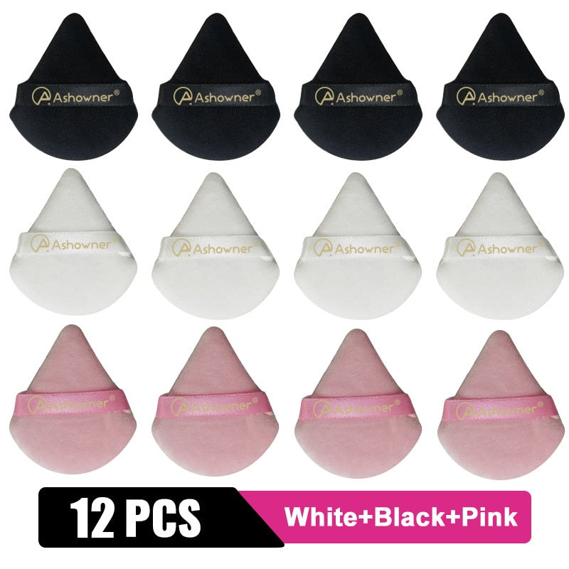 2/3/4/6Pcs Triangle Powder Puff Mini Face Makeup Sponge Cosmetics Soft Cotton Face Powder Puff Washable Velvet Makeup Puff Tools 12PCS Mixed color