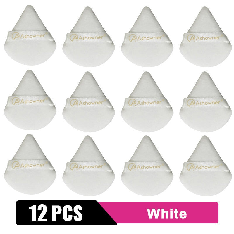 2/3/4/6Pcs Triangle Powder Puff Mini Face Makeup Sponge Cosmetics Soft Cotton Face Powder Puff Washable Velvet Makeup Puff Tools 12PCS White