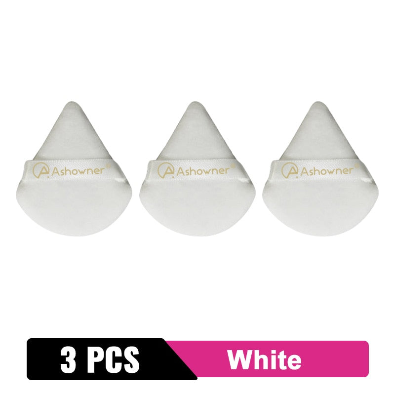 2/3/4/6Pcs Triangle Powder Puff Mini Face Makeup Sponge Cosmetics Soft Cotton Face Powder Puff Washable Velvet Makeup Puff Tools 3PCS White