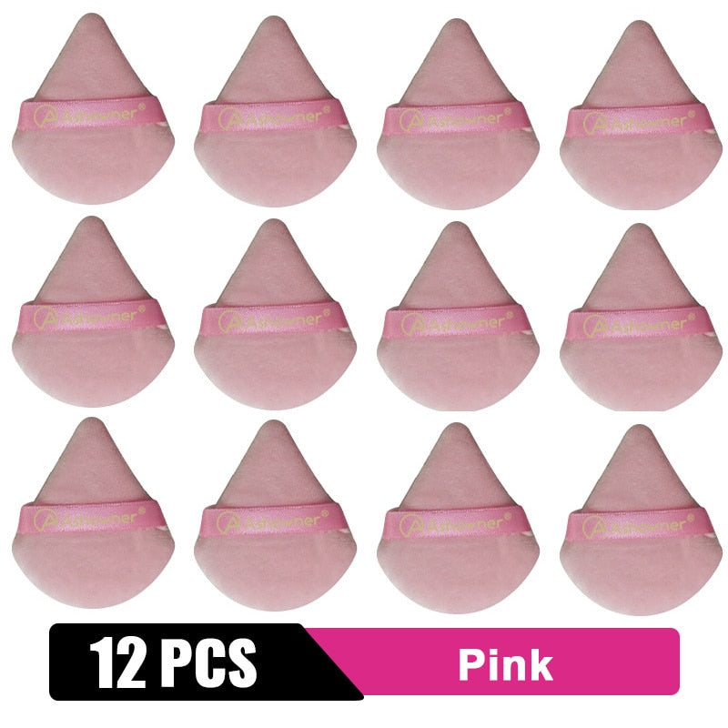 2/3/4/6Pcs Triangle Powder Puff Mini Face Makeup Sponge Cosmetics Soft Cotton Face Powder Puff Washable Velvet Makeup Puff Tools 12PCS Pink