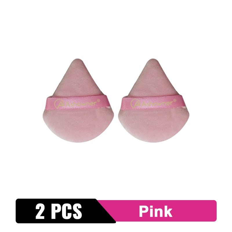 2/3/4/6Pcs Triangle Powder Puff Mini Face Makeup Sponge Cosmetics Soft Cotton Face Powder Puff Washable Velvet Makeup Puff Tools 2PCS Pink