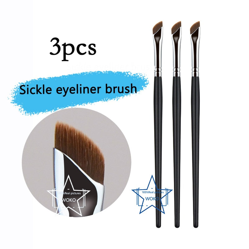 Upgrade Blade Eyeliner Brush Ultra Thin Fine Angle Flat Eyebrow Brush Under The Eyes Place Makeup Brush Precise Detail Brush Sickle Eyeliner 3pc