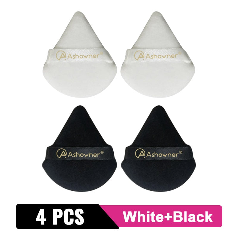 2/3/4/6Pcs Triangle Powder Puff Mini Face Makeup Sponge Cosmetics Soft Cotton Face Powder Puff Washable Velvet Makeup Puff Tools 4PCS Mixed color