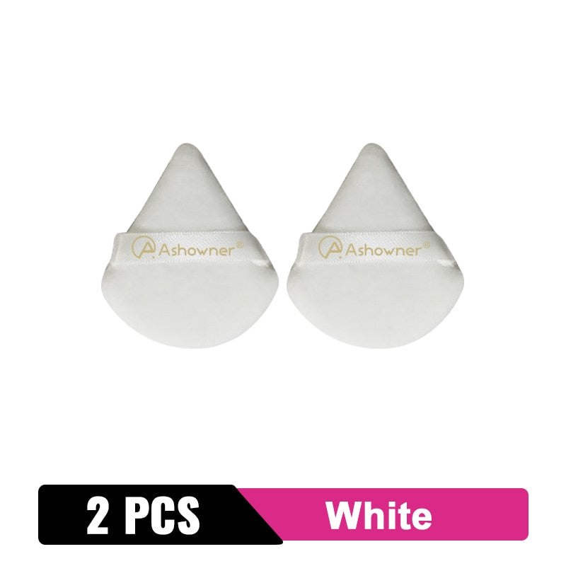 2/3/4/6Pcs Triangle Powder Puff Mini Face Makeup Sponge Cosmetics Soft Cotton Face Powder Puff Washable Velvet Makeup Puff Tools 2PCS White