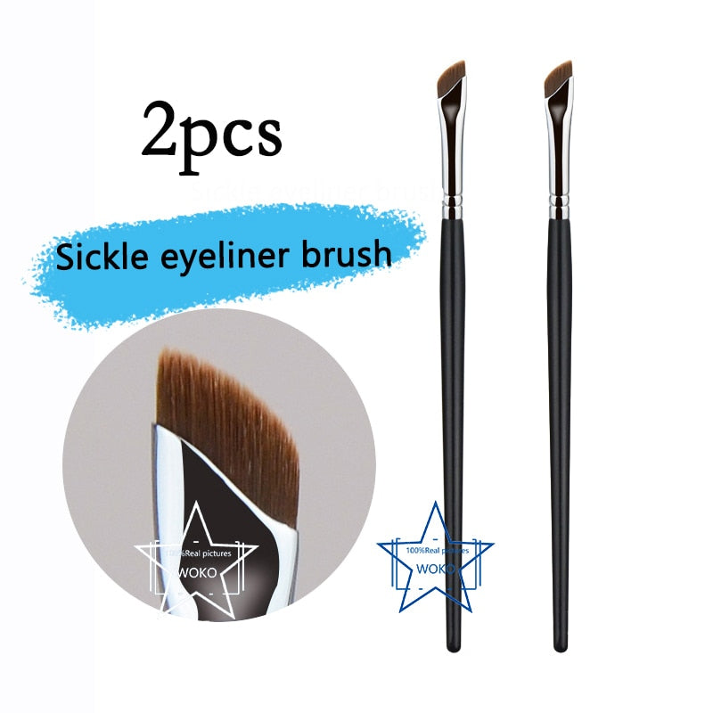 Upgrade Blade Eyeliner Brush Ultra Thin Fine Angle Flat Eyebrow Brush Under The Eyes Place Makeup Brush Precise Detail Brush Sickle Eyeliner 2pc