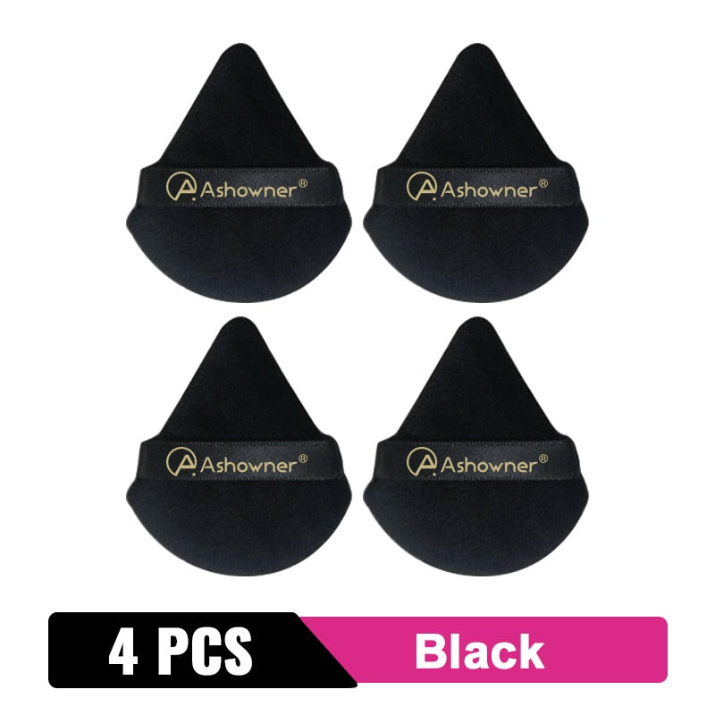 2/3/4/6Pcs Triangle Powder Puff Mini Face Makeup Sponge Cosmetics Soft Cotton Face Powder Puff Washable Velvet Makeup Puff Tools 4PCS Black