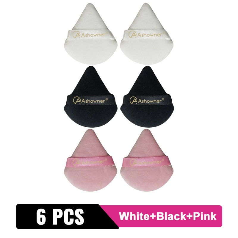 2/3/4/6Pcs Triangle Powder Puff Mini Face Makeup Sponge Cosmetics Soft Cotton Face Powder Puff Washable Velvet Makeup Puff Tools 6PCS Mixed color